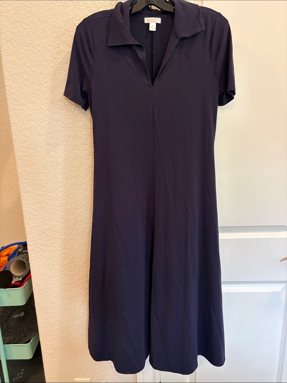 Nordstrom Navy Short-Sleeve Collared Midi Dress